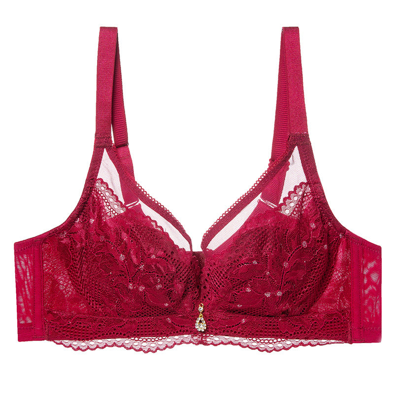 Adjustable thin sponge-free big bra small crystal cup memory soft underwire