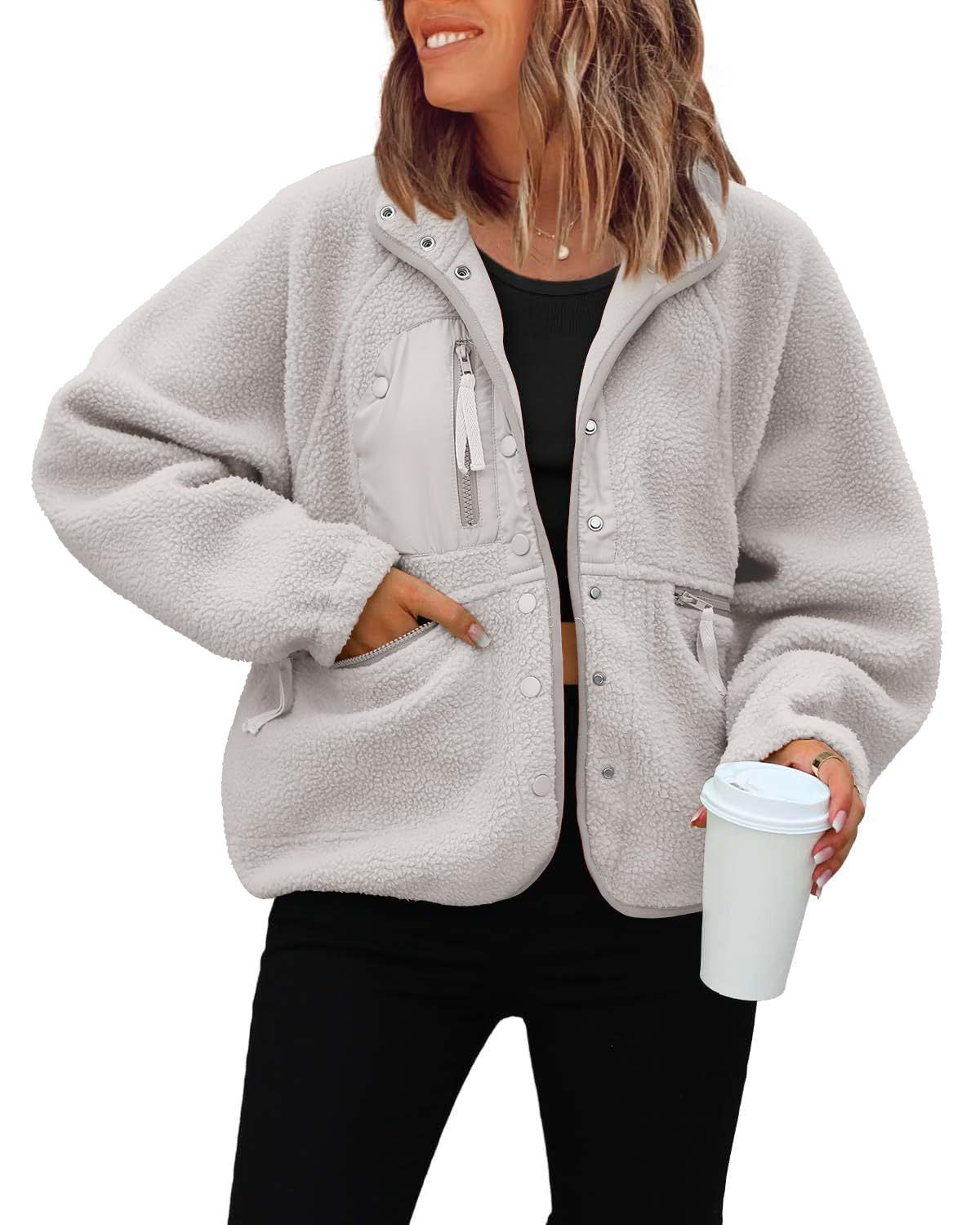 Autumn and winter women's fleece coat sports casual hoodie jacket