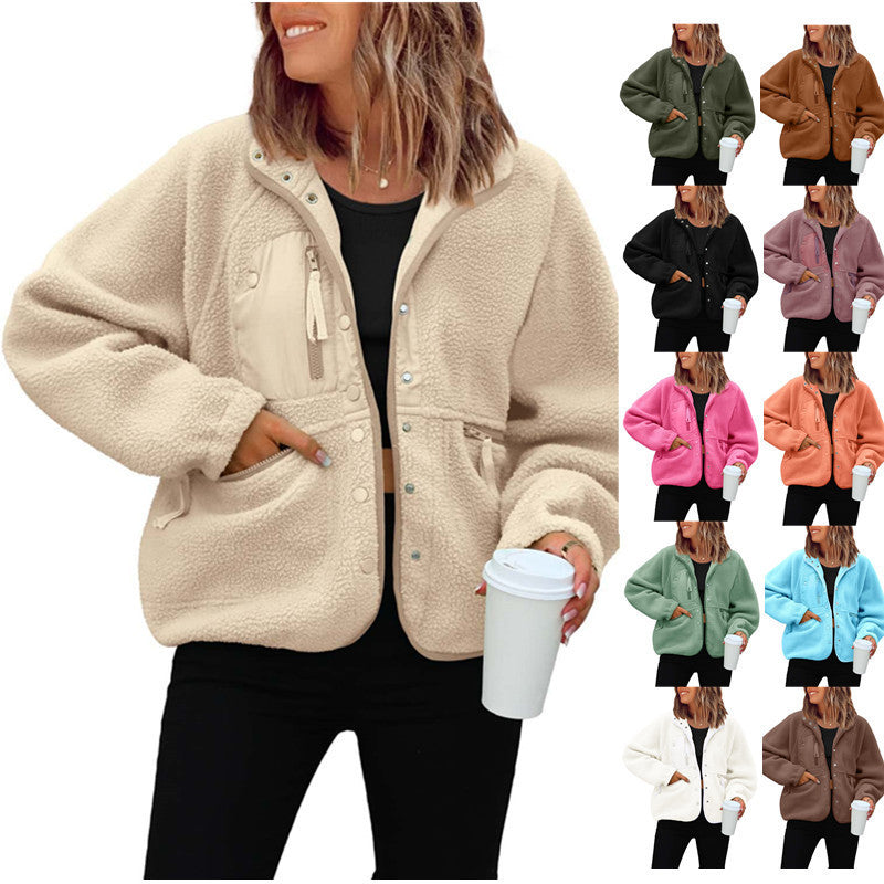 Autumn and winter women's fleece coat sports casual hoodie jacket