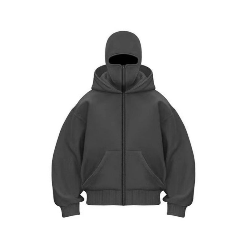 Unique double-layer hooded zipper hoodie jacket for spring and autumn, loose street couple style