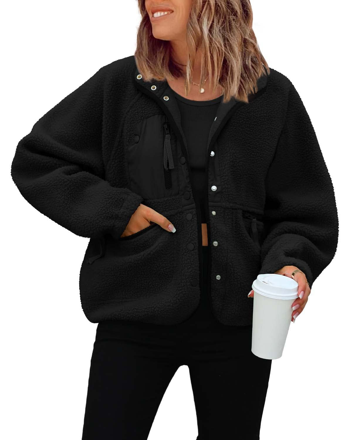 Autumn and winter women's fleece coat sports casual hoodie jacket