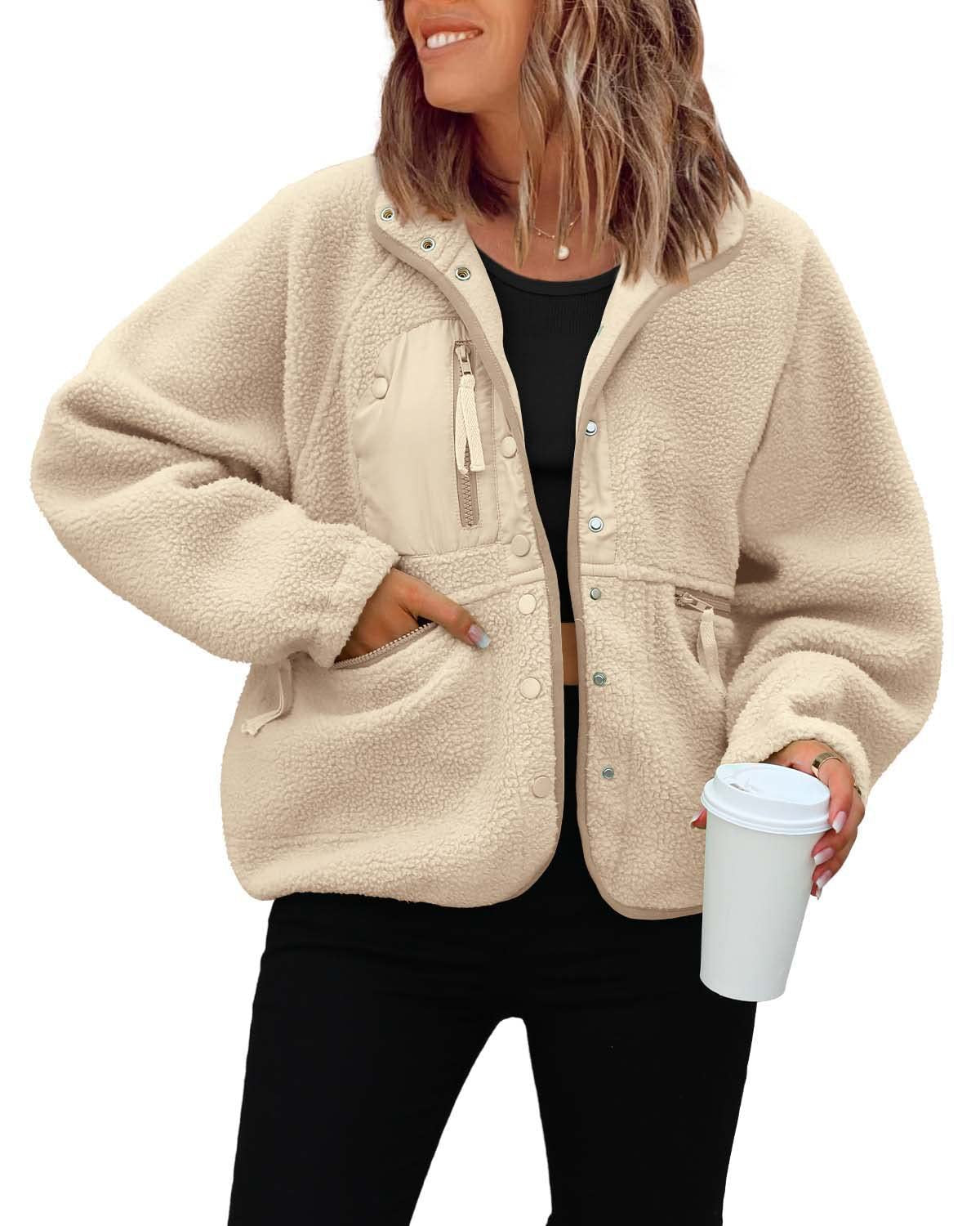 Autumn and winter women's fleece coat sports casual hoodie jacket